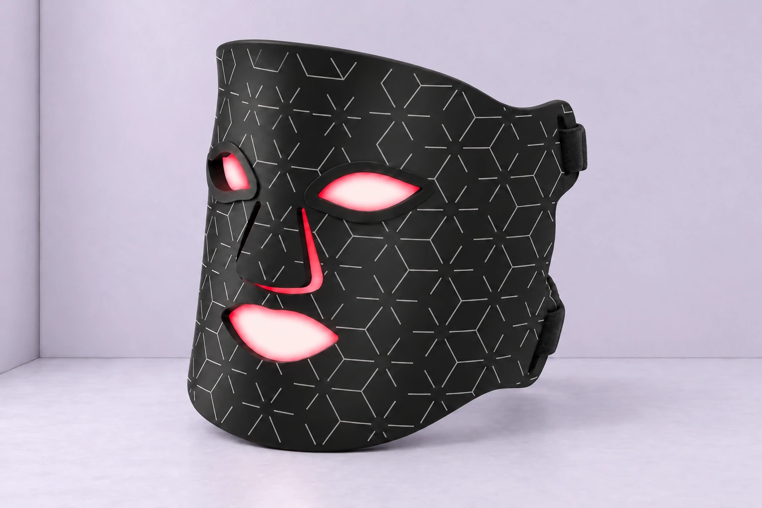 photon face mask in a lavender studio — illustrative presentation